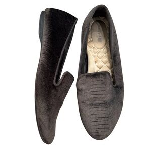 Birdies The Starling Charcoal Python Velvet Embossed Loafers